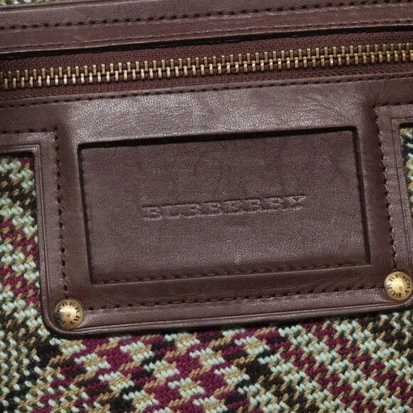 BURBERRY Nova Check Tote Bag Wool Green Gold - Picture 12 of 16
